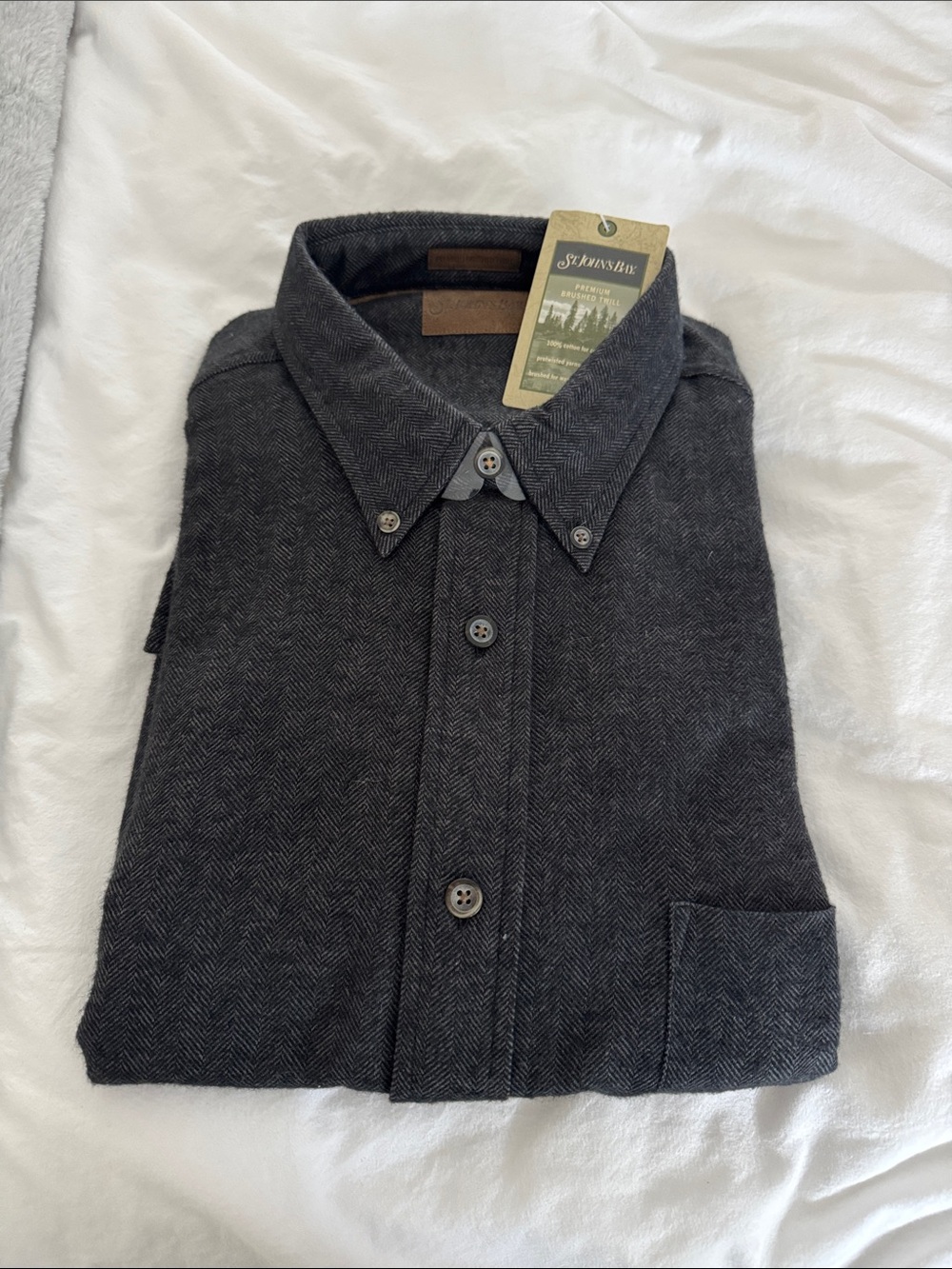 St. John's Bay Charcoal Herringbone Button-Down Shirt